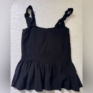 Black Smocked Women's Tank Top